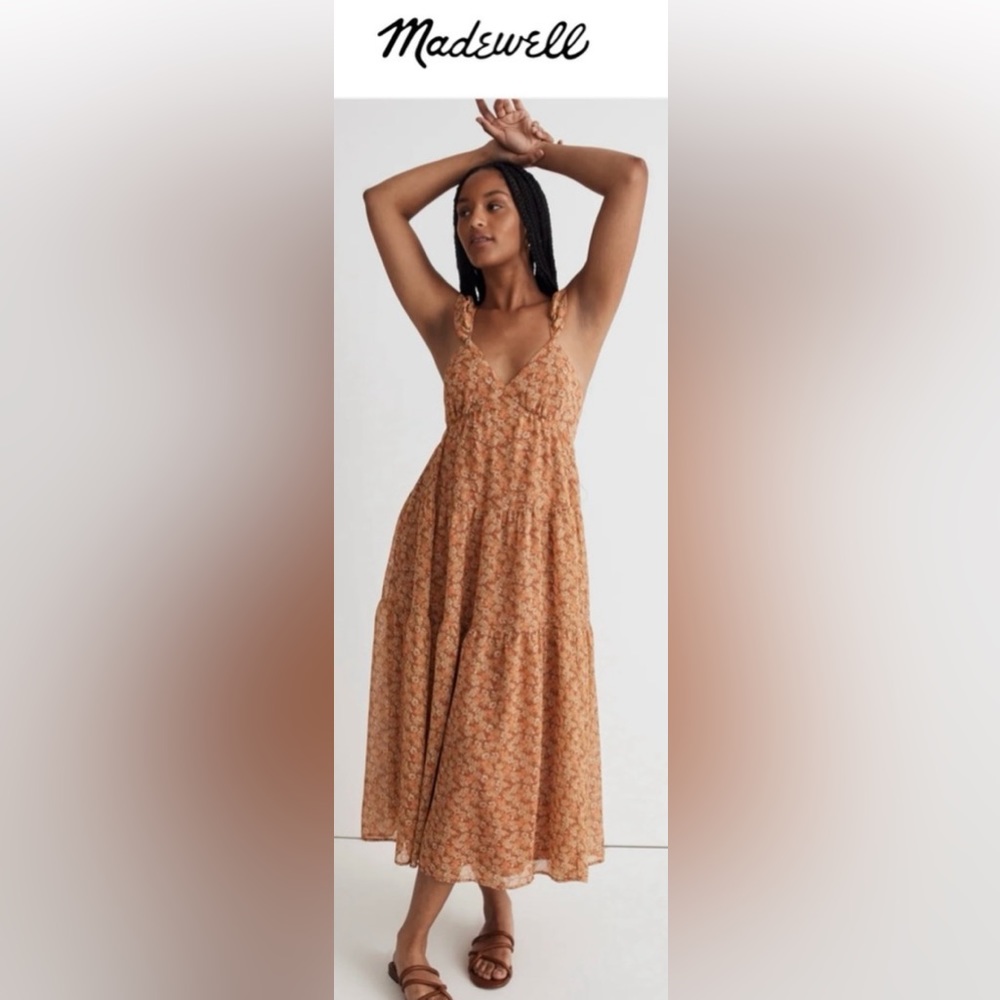 Madewell Georgette Ruffled Sleeve Tiered Maxi Dress